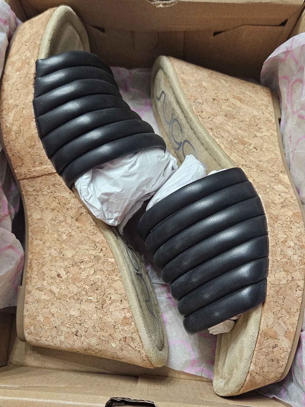 Black Cork Wedge Slide Sandal - Women's - Picture 5 of 5